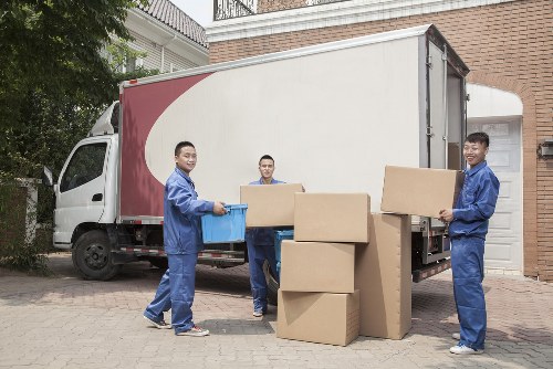 Moving van and boxes for a West Hampstead home move