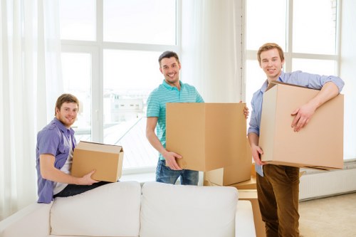 Sturdy boxes and packing materials prepared for a West Hampstead move