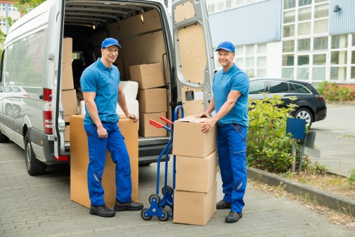 Packed moving van ready for collection in West Hampstead